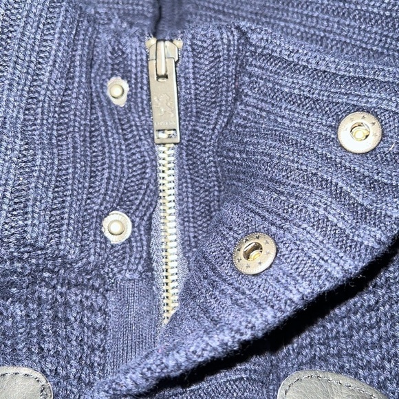 Express dark blue zip up toggle closure heavy knit sweater  Sz XL - Picture 8 of 9